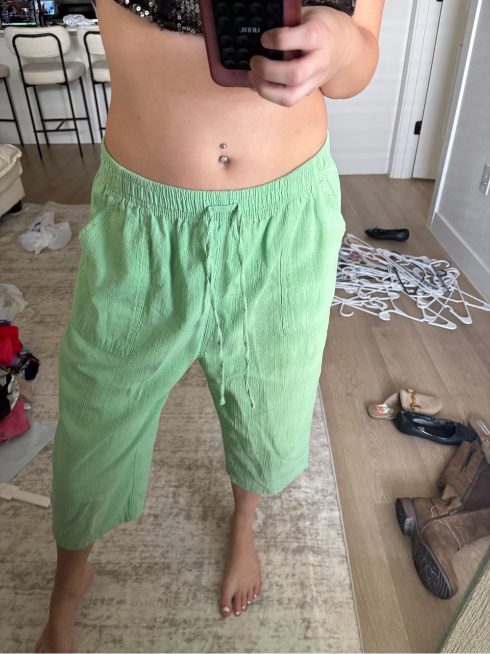 Bon Worth Light Green Men's Drawstring Hybrid Shorts